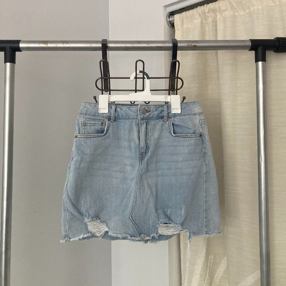 Ripped Denim Skirt
